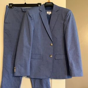 Boys CROWN & IVY Blue Chambray 2 Button Suit Set 14/12